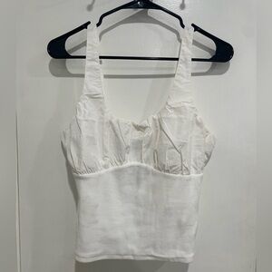 Steve Madden White Ruched Bust Sleeveless Top